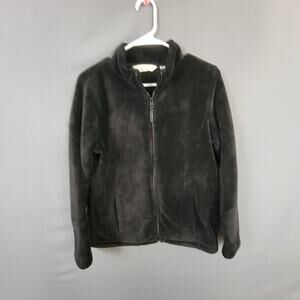 Great Northwest Black Plush Fleece Zip Jacket with Pockets Medium